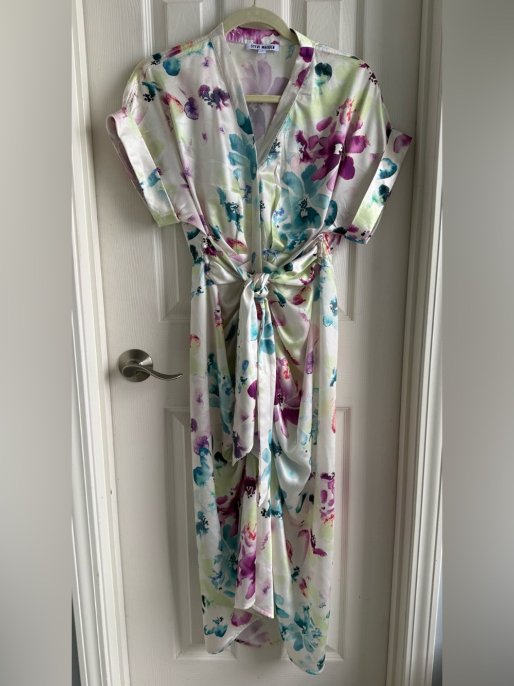 Steve Madden floral dress, tie front, small